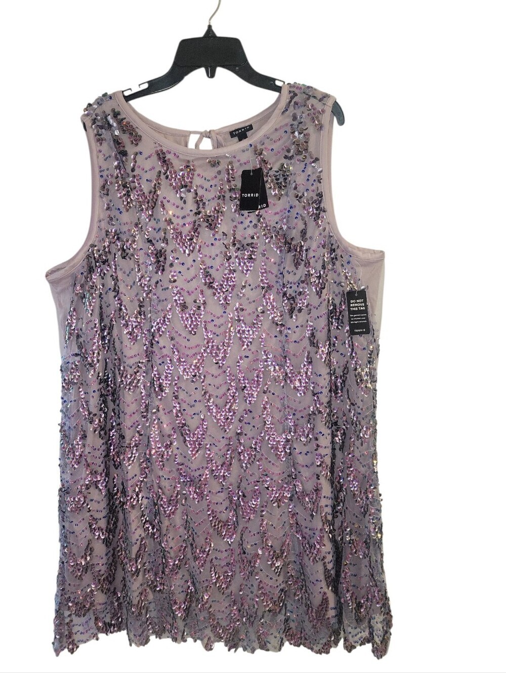 Torrid Mini Shift Sleeveless  Sequin Purple Lavender Lilac Iridescent Dress 2